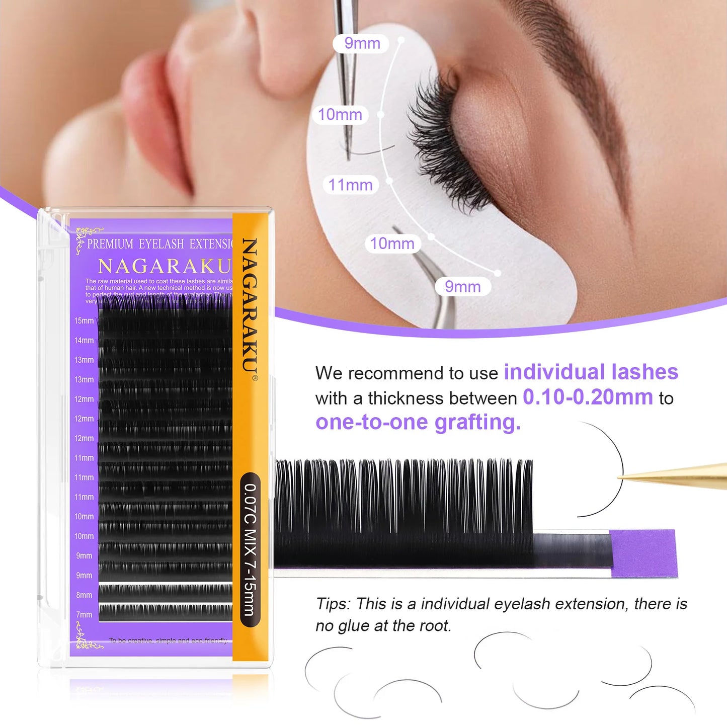 Lustrelle NAGARAKU Individual Lashes Premium Classic Eyelash Extension