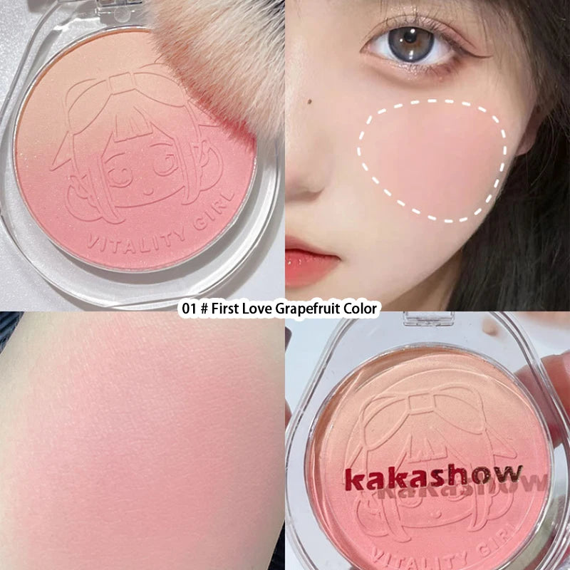 Kakashow Youthful Gradient Blush - Natural Nude Shade, Easy-to-Blend Formula with Long-lasting Matte Finish,