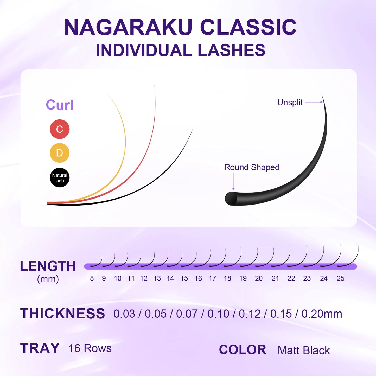 Lustrelle NAGARAKU Individual Lashes Premium Classic Eyelash Extension