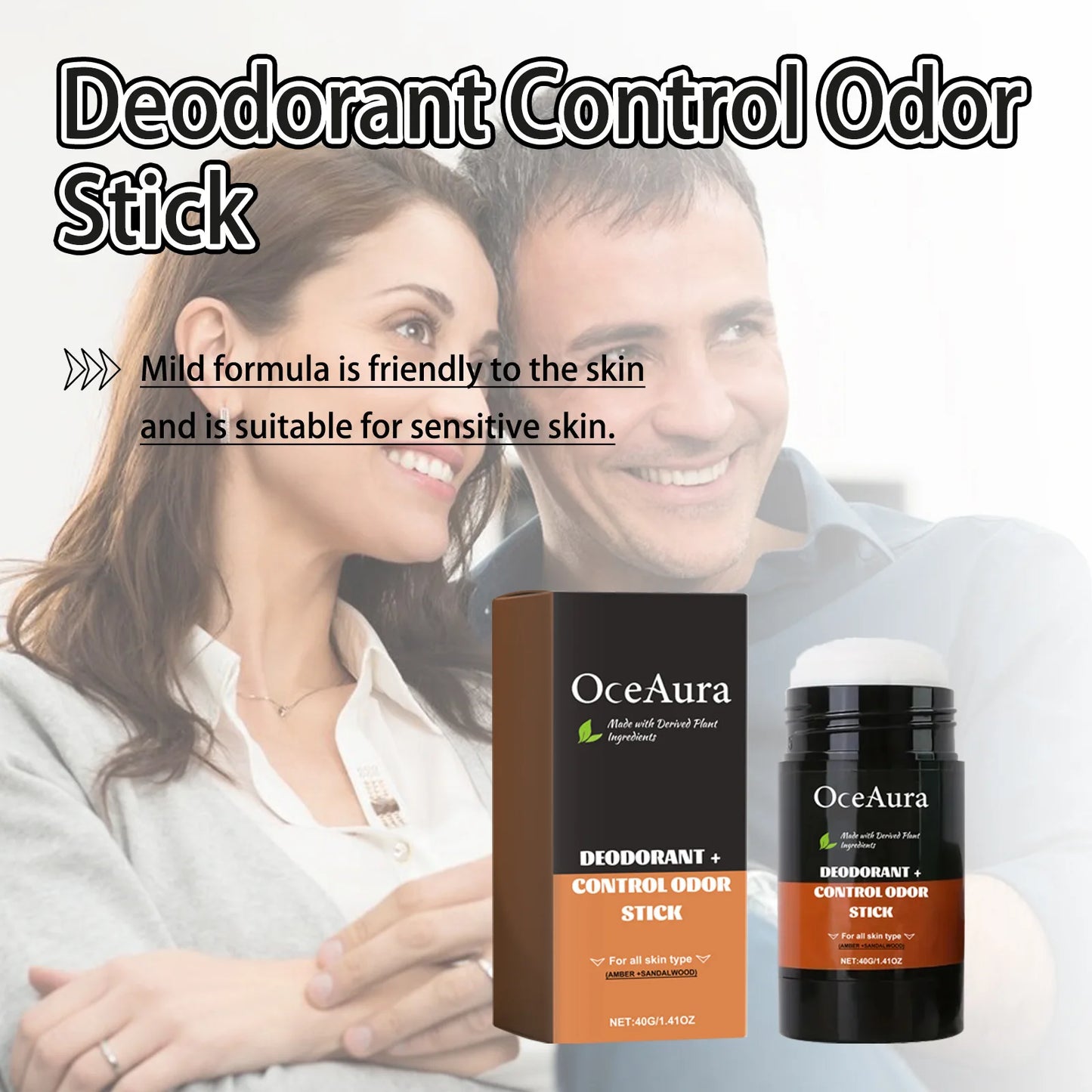 Lustrelle Deodorant Antiperspirant Stick Natural Amber Sandalwood